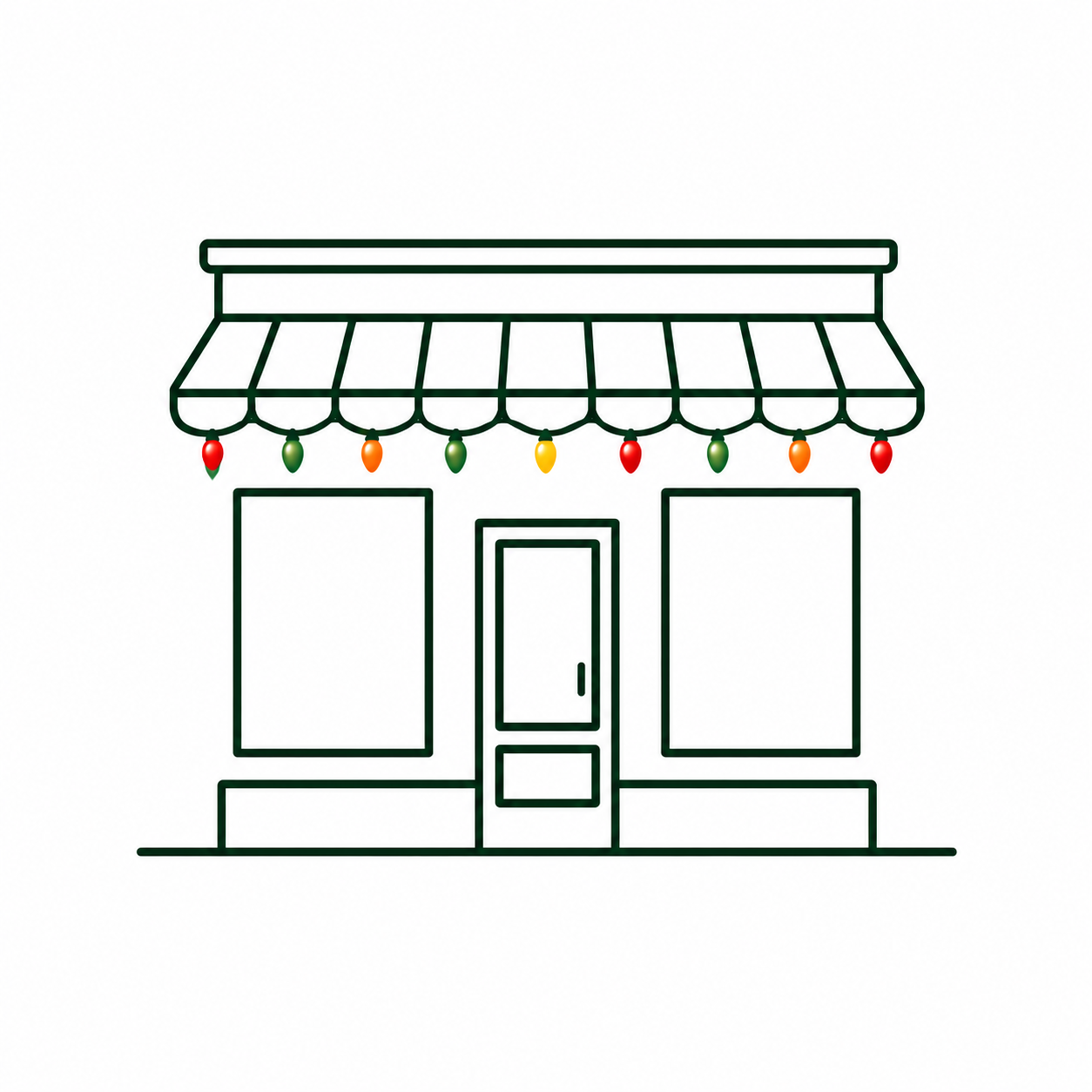 Holiday lighting on a commercial storefront illustration